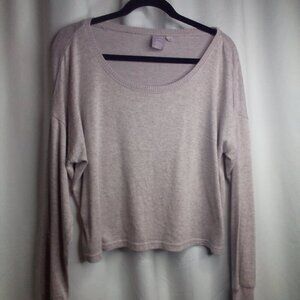 Crivit Shirt Cropped Women M 8/10 Long Sleeve Lightweight Sweatshirt Tan